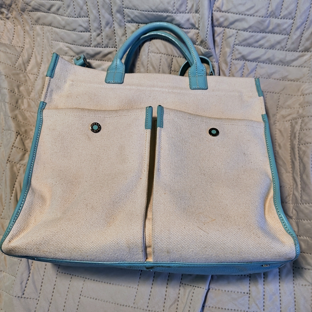 Tiffany Canvas And Leather Tote Bag